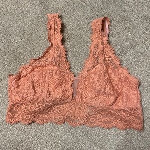 Aerie Peach Full Lace Bralette Size M